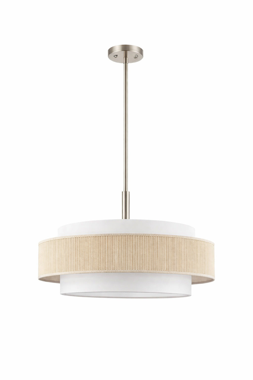 Mlian 5 Light Brushed Nickel Double Shaded Drum Chandelier With Rope Shade