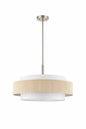 Mlian 5 Light Brushed Nickel Double Shaded Drum Chandelier With Rope Shade