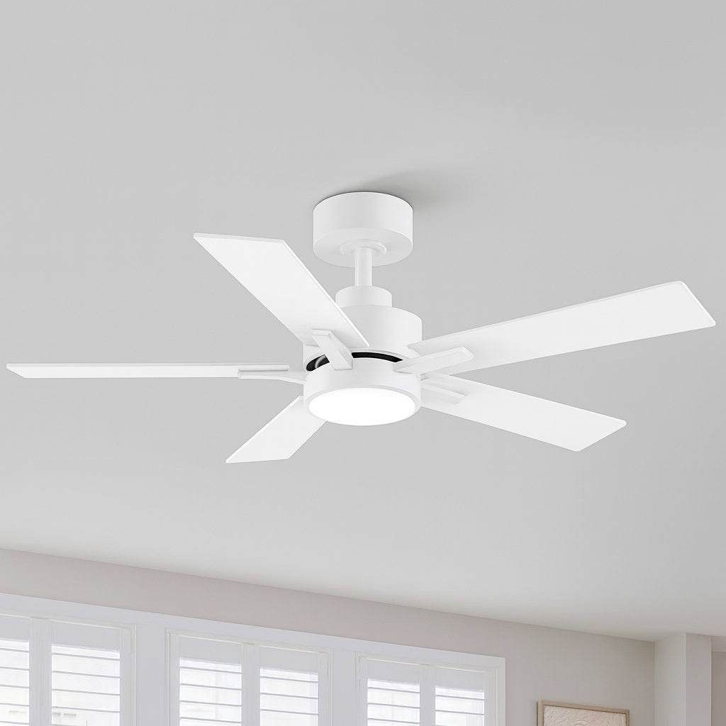 Breezary Charlie 42 in. Integrated LED Indoor White Ceiling Fans with Light and Remote Control Included