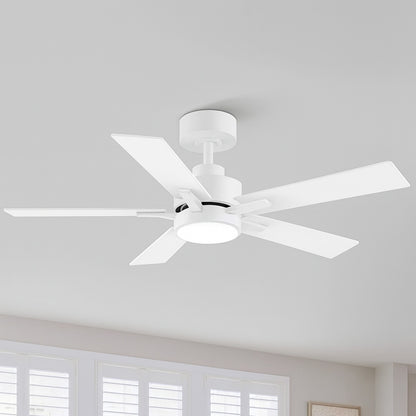 Breezary Charlie 42 in. Integrated LED Indoor White Ceiling Fans with Light and Remote Control Included