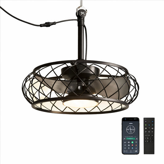 Pacific Core 20 in Smart Indoor Outdoor Black Plug in Chandelier Ceiling Fan with Dimmable Led Lights for Patio