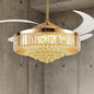 48 in Modern Smart Indoor Gold Retractable Crystal Ceiling Fan with light and Remote Chandelier Ceiling fan SPM 8111 48G