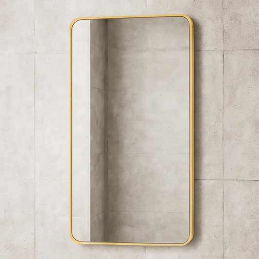 30 in. W x 40. 2 in. H Rectangular Aluminum Frame Square Gold Wall Mirror