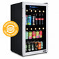 NewAir 19 in Single Zone 126 12 oz Cans Beverage and Wine Cooler Fridge with Flip Shelf in Stainless Steel AB 1200FLS