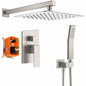 waterpar 1 Spray 10 in Dual Shower Head Wall Mounted Fixed and Handheld Shower Head 2 5 GPM in Brushed Nickel