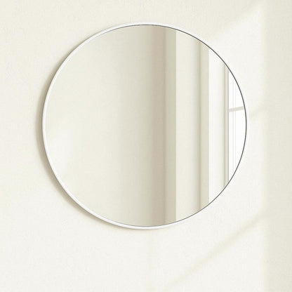 36 in. W x 36 in. H Silver Vanity Round Wall Mirror Aluminum Alloy Frame Bathroom Mirror 755113387233 LuxHomez