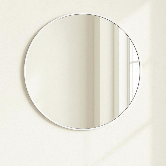 36 in. W x 36 in. H Silver Vanity Round Wall Mirror Aluminum Alloy Frame Bathroom Mirror 755113387233 LuxHomez