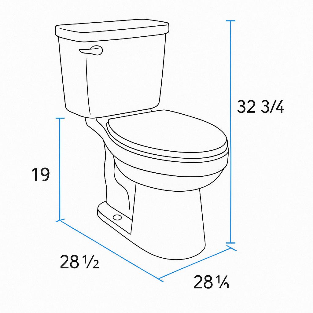 19 in. Tall 2 piece High Efficiency 1.28 GPF Single Flush Elongated Toilet Map Flush 1000g, Seat Included 732829119730 HOROW