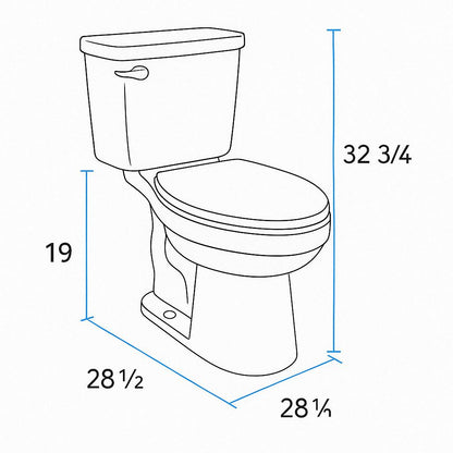 19 in. Tall 2 piece High Efficiency 1.28 GPF Single Flush Elongated Toilet Map Flush 1000g, Seat Included 732829119730 HOROW