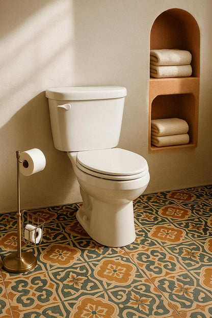 19 in. Tall 2 piece High Efficiency 1.28 GPF Single Flush Elongated Toilet Map Flush 1000g, Seat Included 732829119730 HOROW