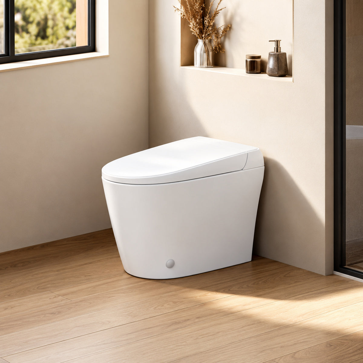 HOROW Non Electric Elongated Bidet Toilet 1 0 GPF in White with ADA Chair Height Foot Kick to Flush HR T30