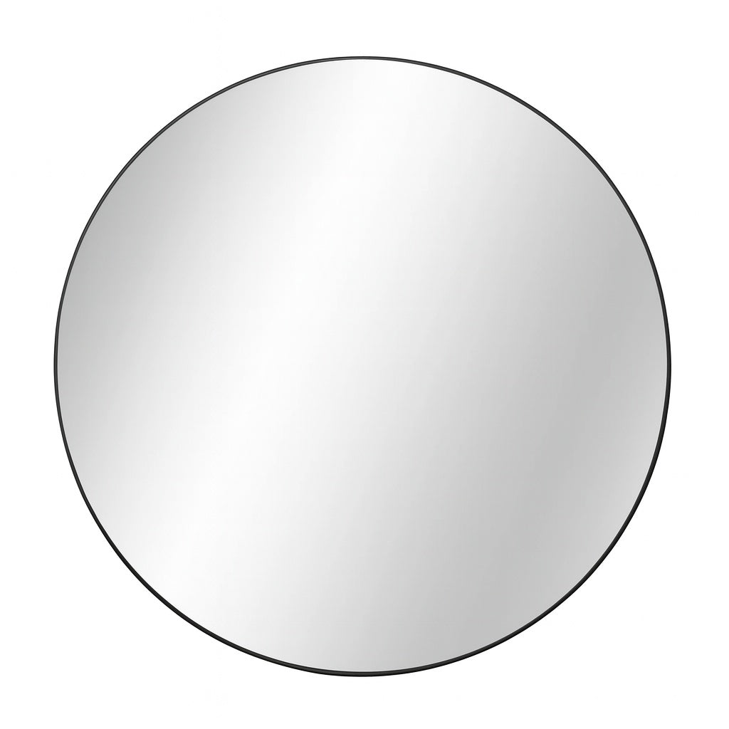 Unbranded 42 in. Wall Round Mirror, Large Wall Mounted Circle Mirror Black Metal Frame for Bathroom, Entry, Dining Room