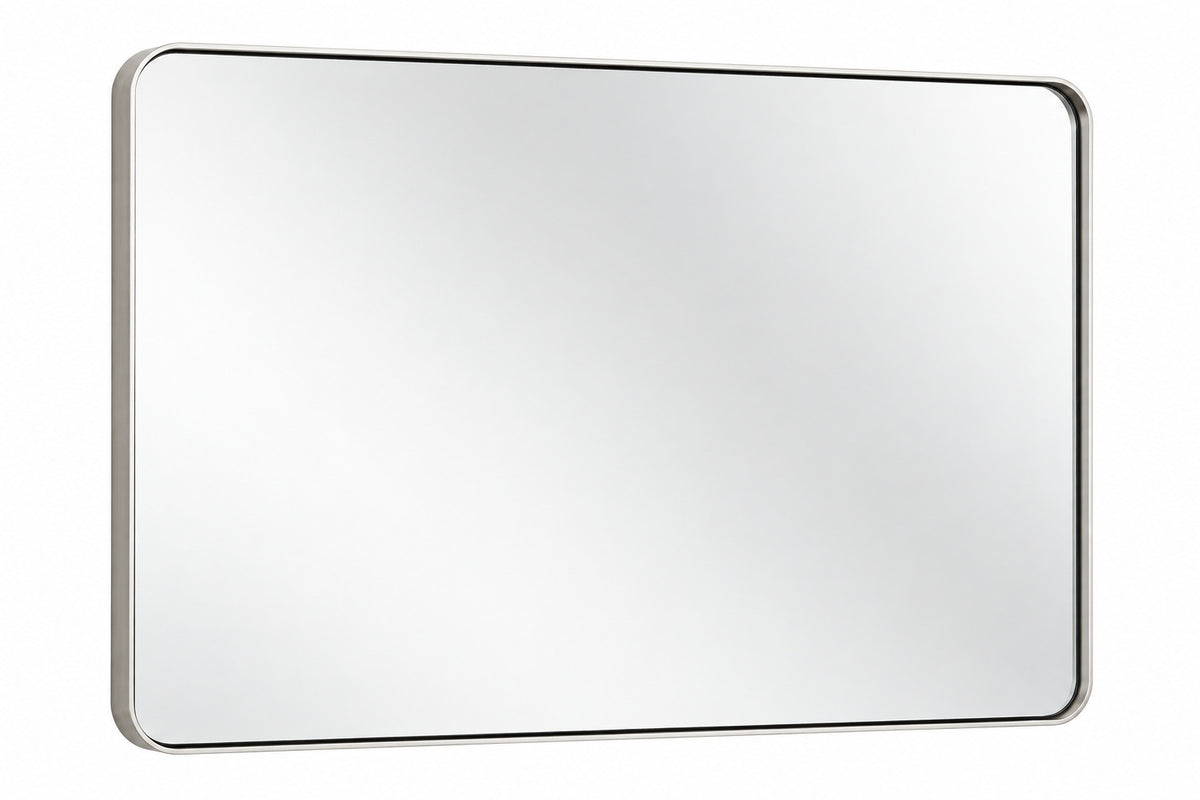 KeonJinn 40 in W x 30 in H Modern Rectangular Brushed Nickel Bathroom Mirror Aluminum Framed Wall Bathroom Vanity Mirror