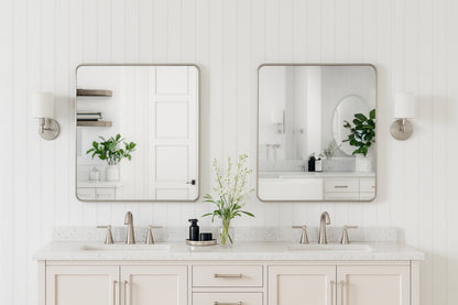 FUNKOL 24 in W x 36 in H Framed Rectangular Anti Fog Wall Mount Bathroom Vanity Mirror in Black
