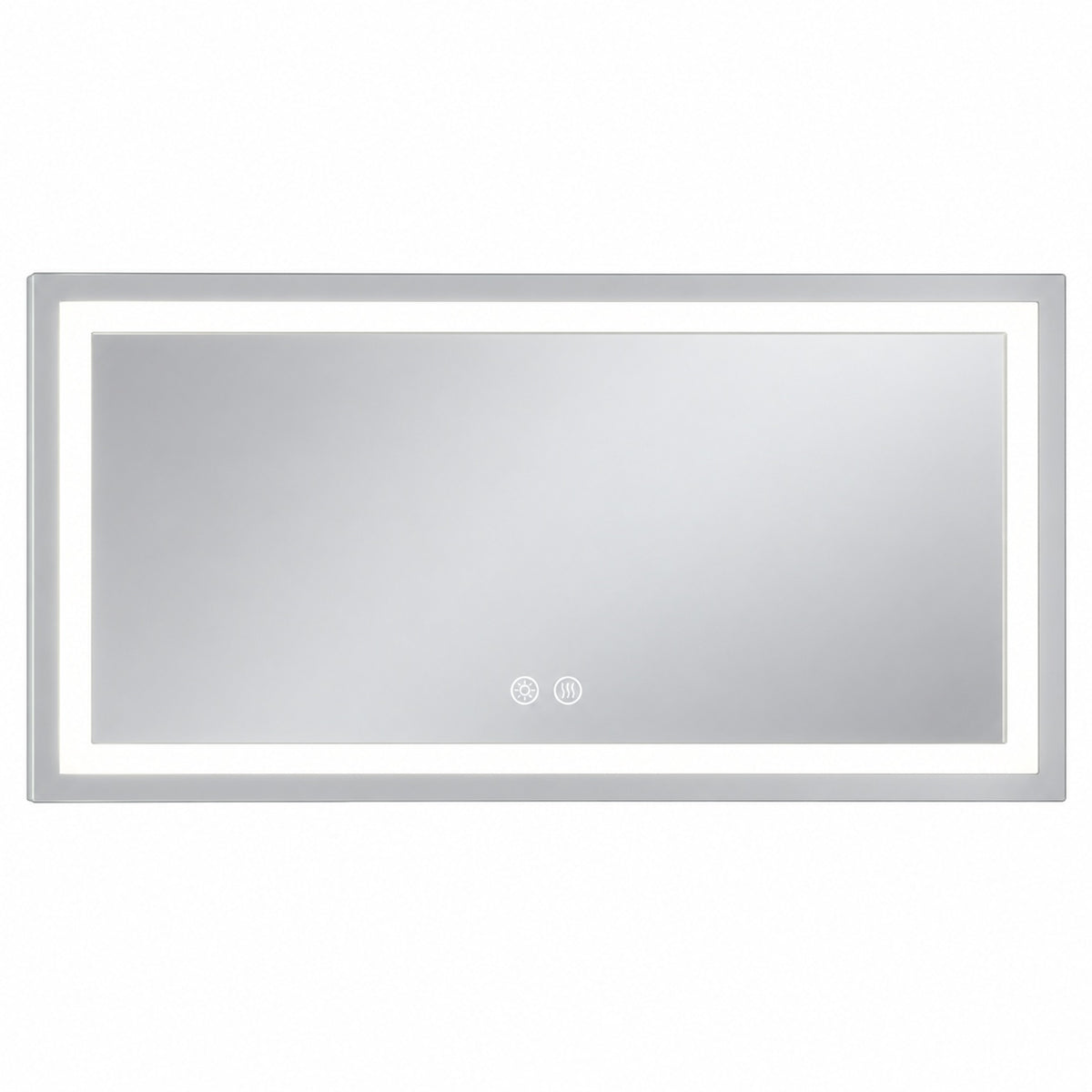 KeonJinn 48 in W x 24 in H Rectangular Frameless LED Lighted Bathroom Vanity Mirror with Light with Backlit and Anti Fog HD ZBG2 12161F