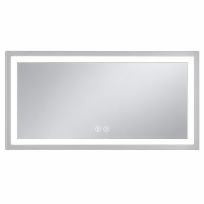 KeonJinn 48 in W x 24 in H Rectangular Frameless LED Lighted Bathroom Vanity Mirror with Light with Backlit and Anti Fog HD ZBG2 12161F