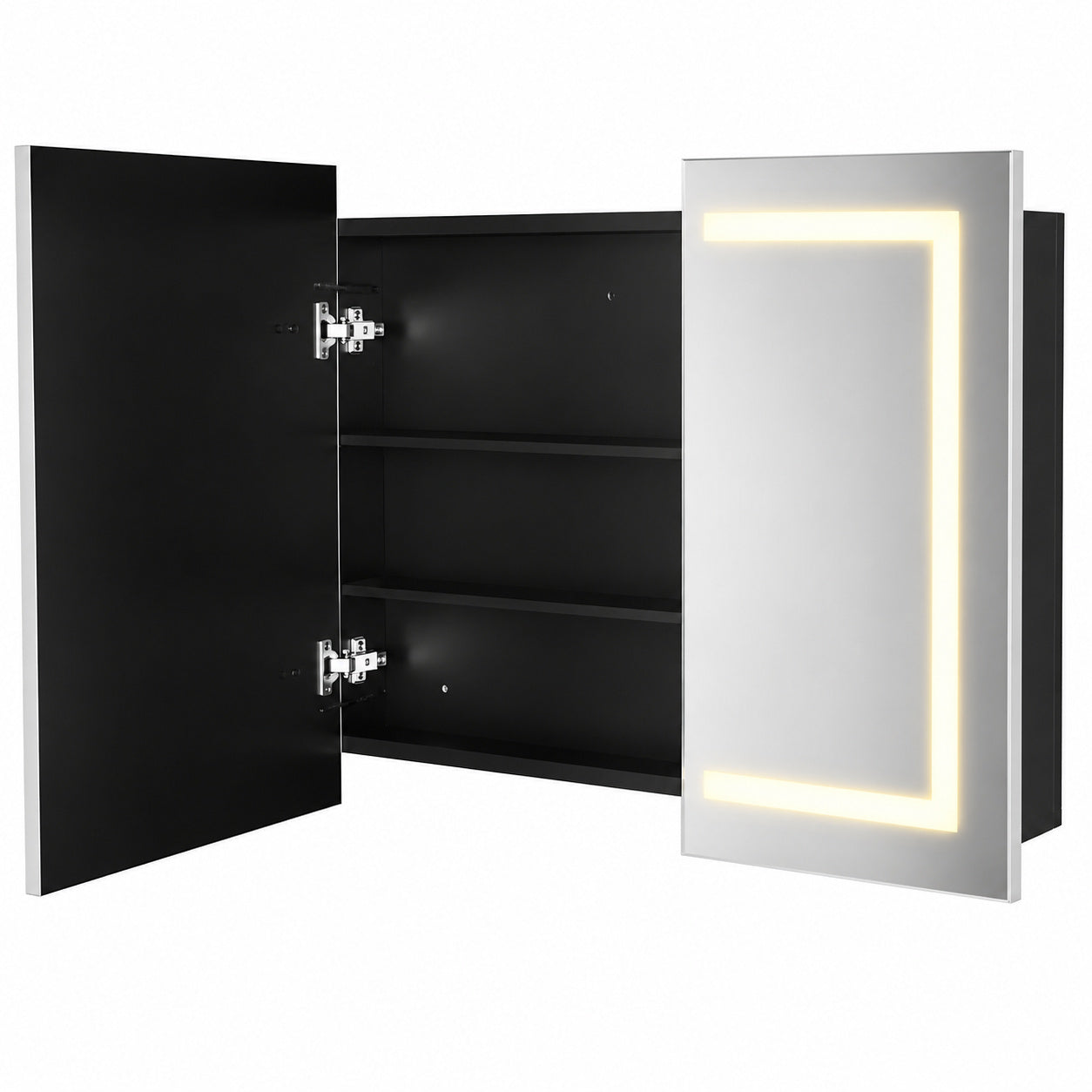 HOMEIBRO 36 in x 30 in Black Bathroom Medicine Cabinett with Mirror Recessed or Surface Lighted Medicine Cabinet