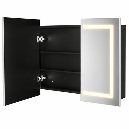 HOMEIBRO 36 in x 30 in Black Bathroom Medicine Cabinett with Mirror Recessed or Surface Lighted Medicine Cabinet