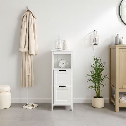 Carnegy Avenue Dune 12 in W x 12 in D x 34 in H Engineered Wood Linen Freestanding Linen Cabinet in White