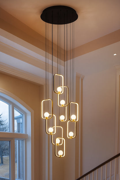 SILJOY 10-Light Dimmable Integrated LED Black Chandelier for Foyer Entryway Lighting
