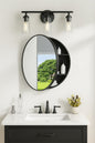 24 in. W x24 in. H Round Black Metal Framed Surface Mount Medicine Cabinet with Mirror