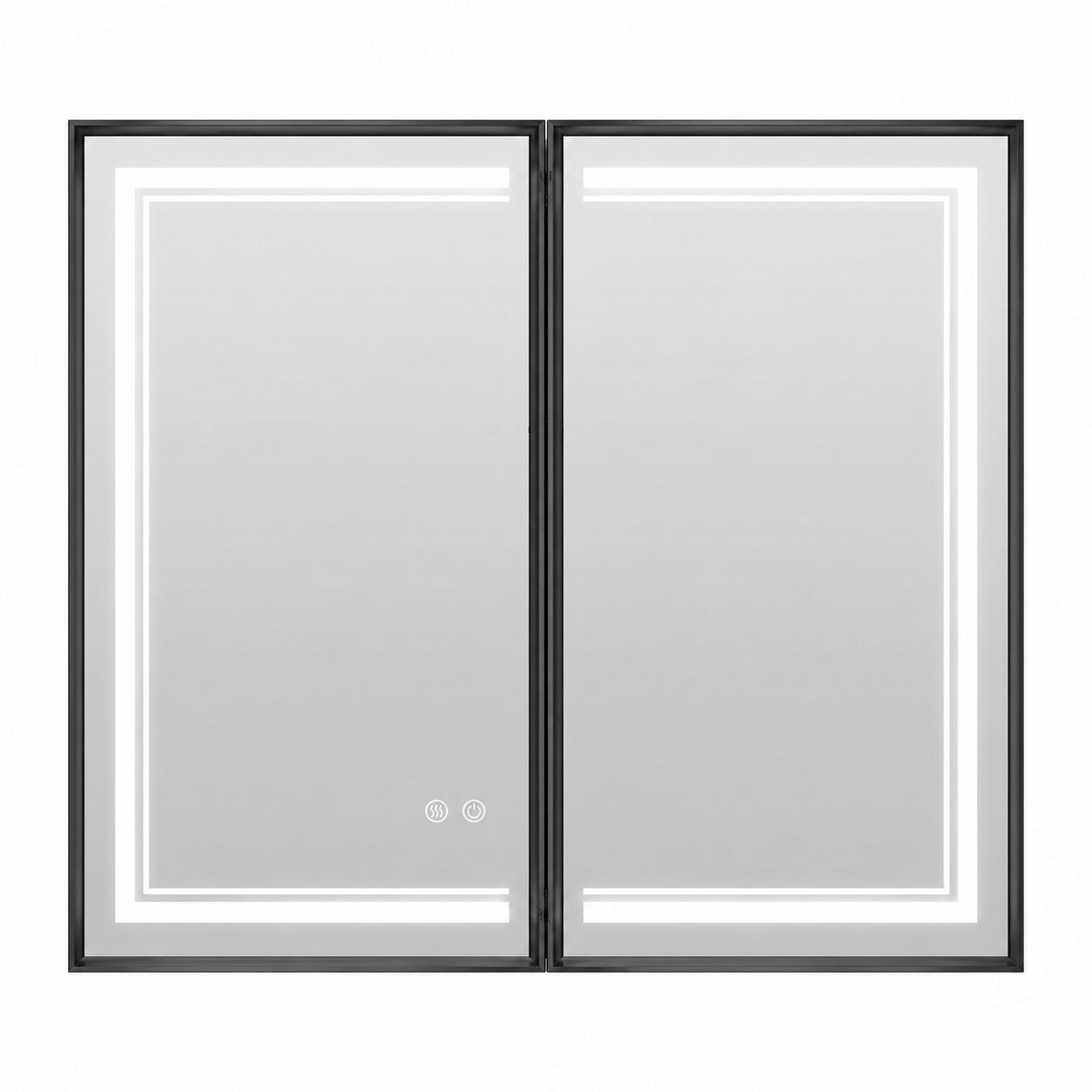 KeonJinn 30 in W x 36 in H Rectangular Aluminum Alloy Framed Recessed Surface Mount Medicine Cabinet with Mirror Dimmable