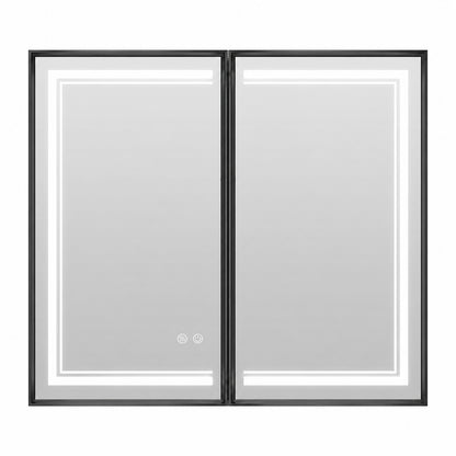 KeonJinn 30 in W x 36 in H Rectangular Aluminum Alloy Framed Recessed Surface Mount Medicine Cabinet with Mirror Dimmable
