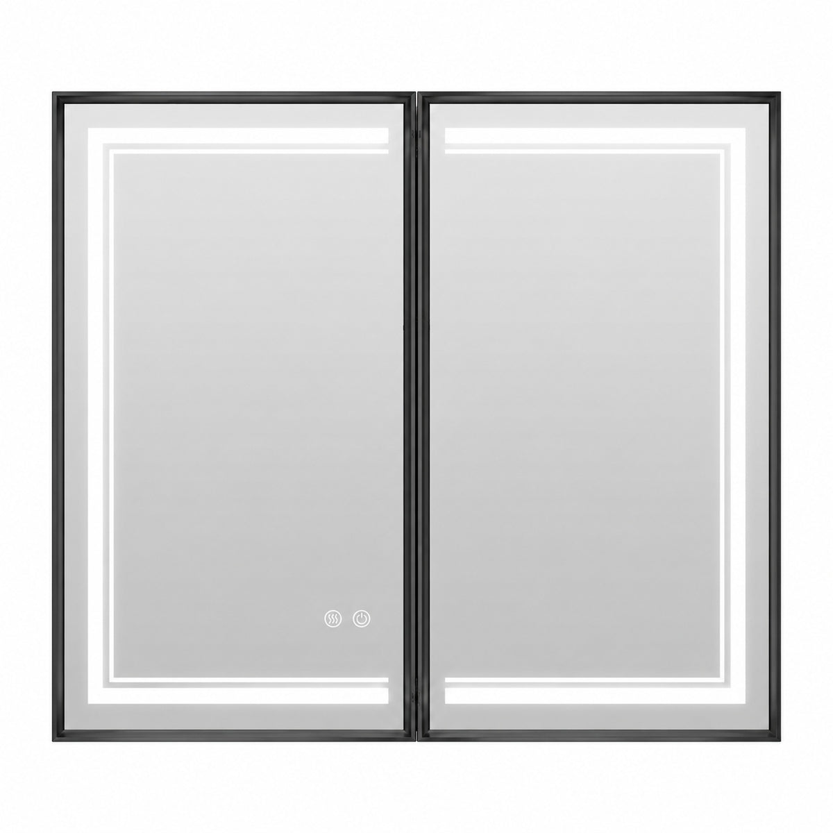 KeonJinn 30 in W x 36 in H Rectangular Aluminum Alloy Framed Recessed Surface Mount Medicine Cabinet with Mirror Dimmable LED