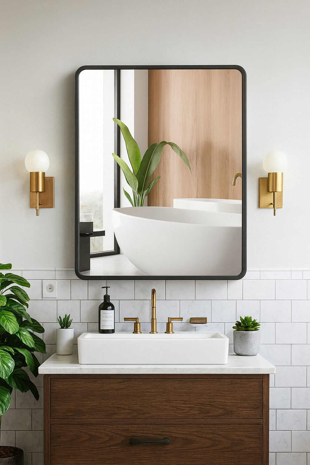 Lirago 24 in. W x 30 in. H Rectangular Metal Recessed/Surface Mount Medicine Cabinet with Mirror in Black