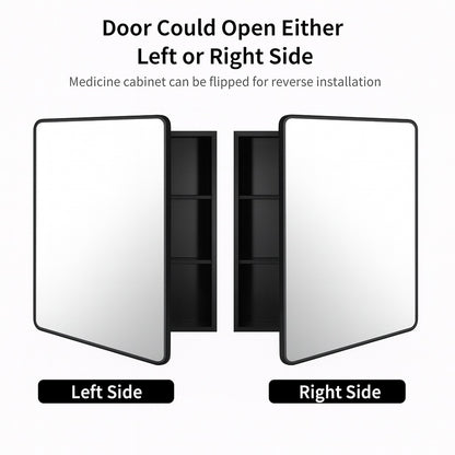 Lirago 24 in. W x 30 in. H Rectangular Metal Recessed/Surface Mount Medicine Cabinet with Mirror in Black