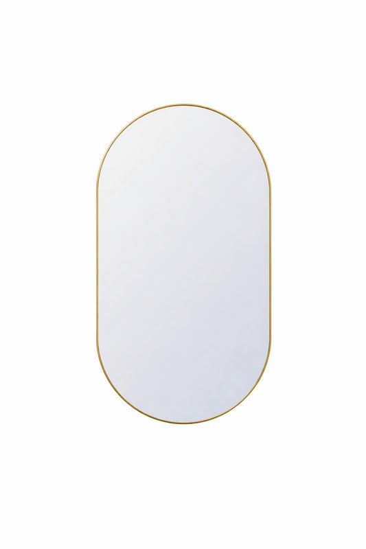 FORCLOVER 20 in W x 32 in H Oval Framed Wall Mount Bathroom Vanity Mirror in Brushed Gold