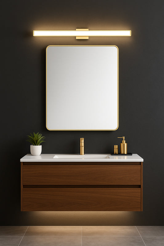 Unbranded Chase 43 in. 1-Light Modern Gold LED Vanity with Gloss Opal Shade