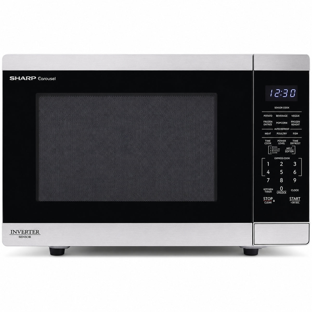 Sharp 20 4 in 1 4 cu ft 1 100 Watt Countertop Microwave in Stainless Steel with Inverter Technology and Sensor Cooking SMC1464KS