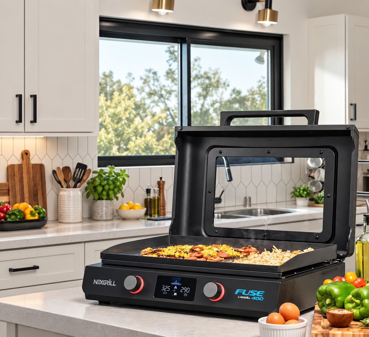 Nexgrill Fuse 400 22 in Tabletop Electric Grill Griddle in Black