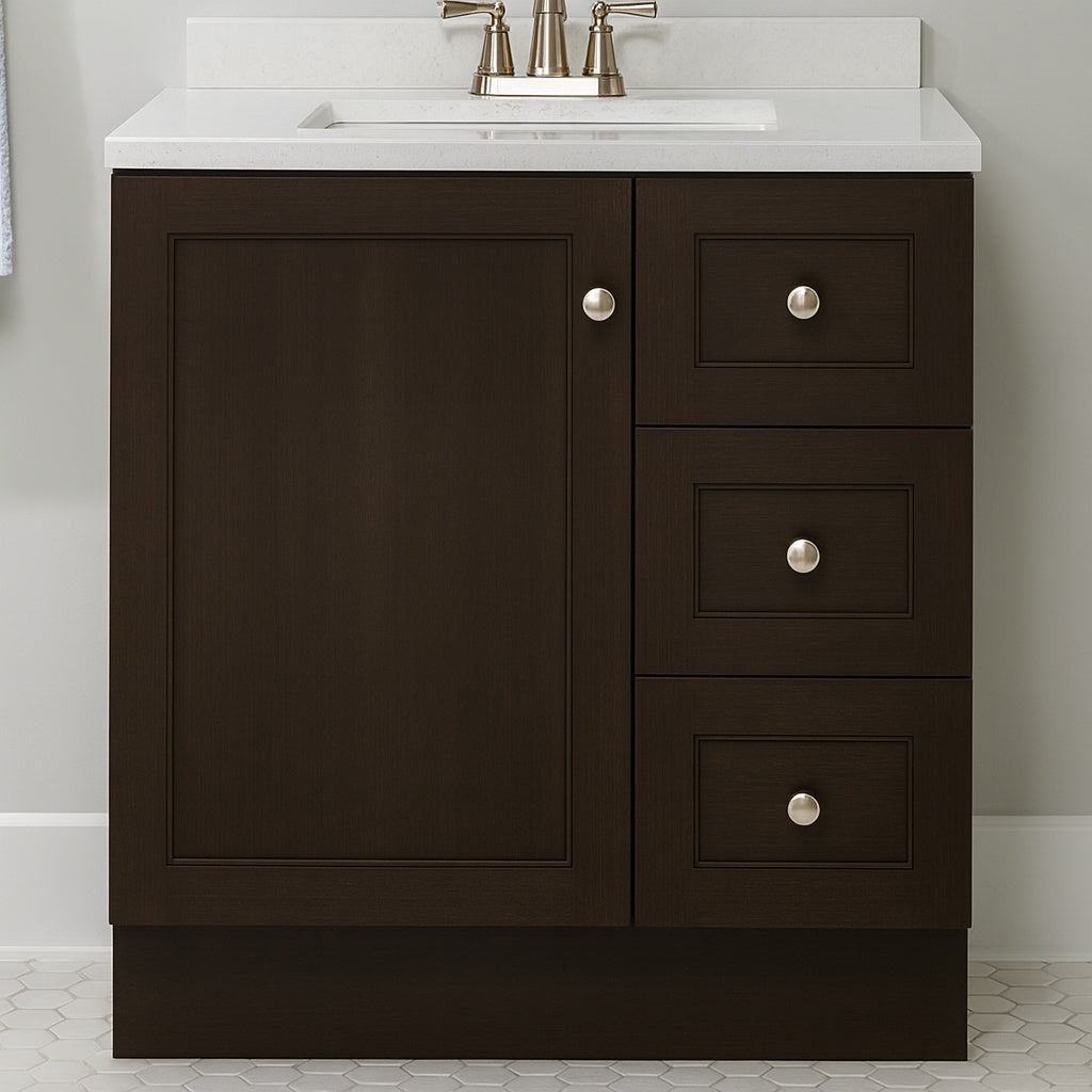 Glacier Bay Bannister 31 in. Single Sink Dusk Bath Vanity with White Cultured Marble Top (Assembled)