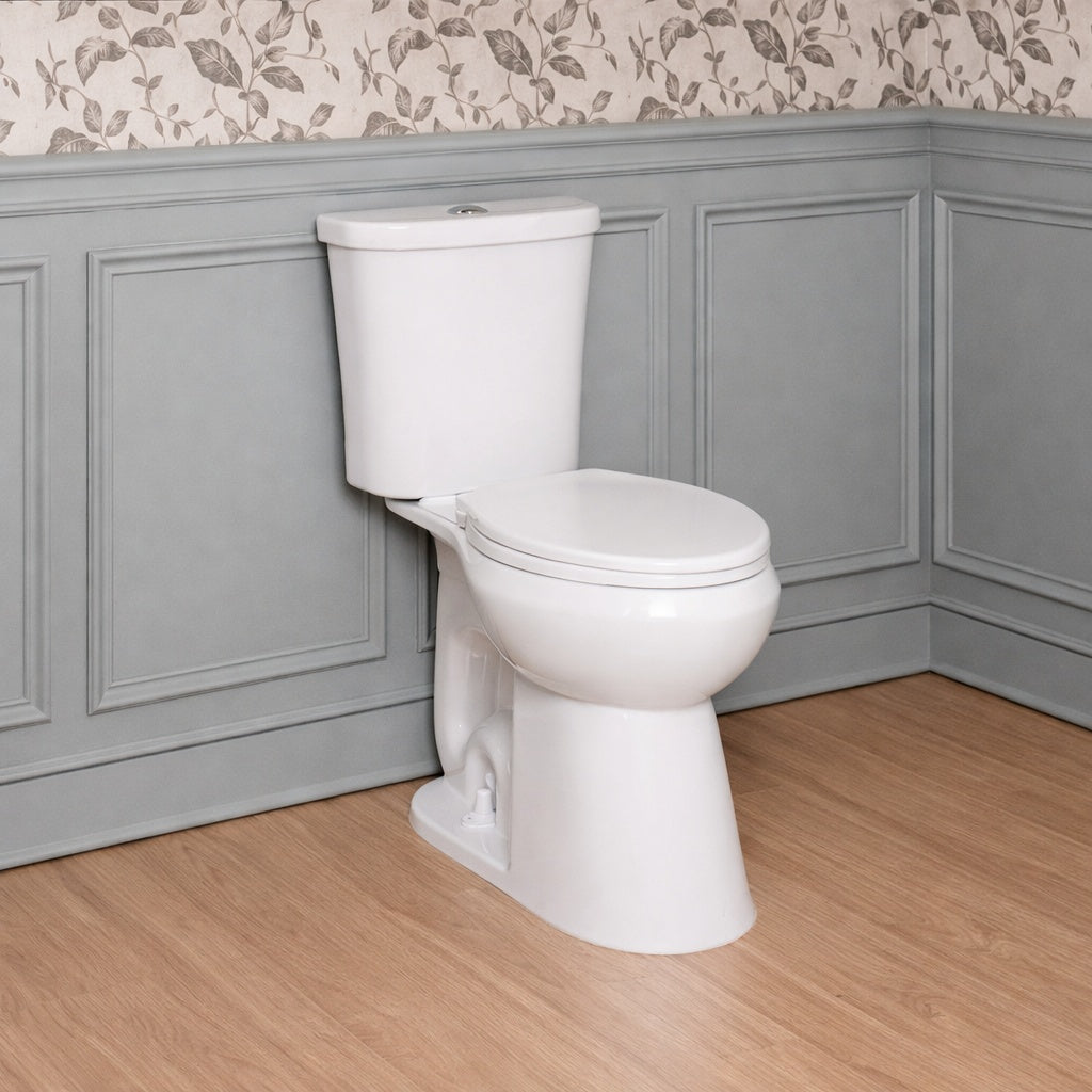 Glacier Bay Power Flush 12 in Rough in 2 Piece 0 95 GPF 1 28 GPF Dual Flush Elongated Toilet in White with Slow Close Seat Included