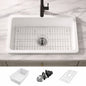 Eridanus Oslo 30 In Drop In Undermount Single Bowl Fireclay Kitchen Sink In Crisp White With Botton Grid And Basket Strainer