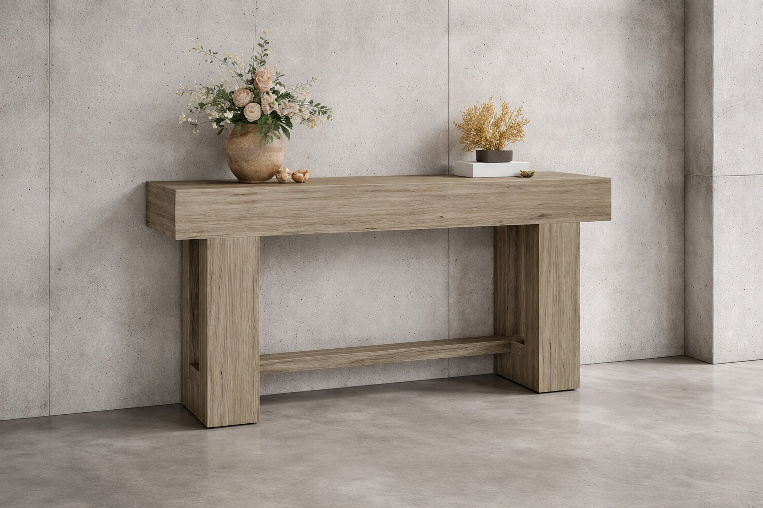 BYBLIGHT Turrella 62 99 in Gray Console Tables Rectangle Wooden Consol ...
