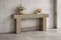 BYBLIGHT Turrella 62 99 in Gray Console Tables Rectangle Wooden Console Table with Wooden Frame for Living Room