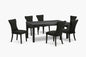 East West Furniture 7 Piece Black Finish Solid Wood Top Dining Table with 6 Parson Chairs with Lattice Back