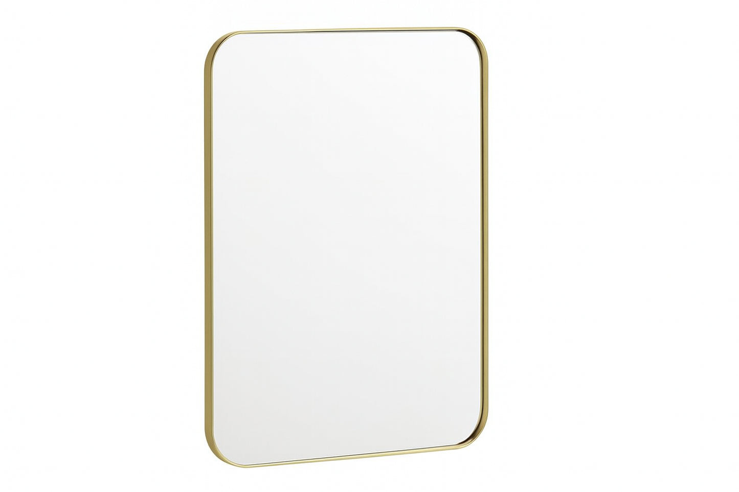HOMEIBRO 24 in. W x 32 in. H Tempered Glass Rounded Rectangle Framed Wall-Mounted Bathroom Vanity Mirror in Gold