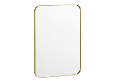 HOMEIBRO 24 in. W x 32 in. H Tempered Glass Rounded Rectangle Framed Wall-Mounted Bathroom Vanity Mirror in Gold