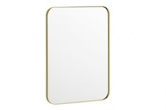 HOMEIBRO 24 in. W x 32 in. H Tempered Glass Rounded Rectangle Framed Wall-Mounted Bathroom Vanity Mirror in Gold