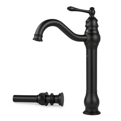 AKLFGN Single Hole Single Handle Waterfall Vessel Sink Faucet in Matte Black