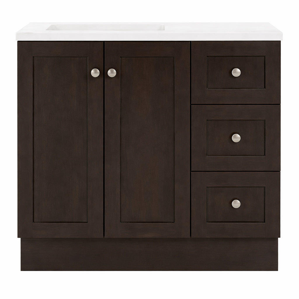 Glacier Bay Bannister 37 in Single Sink Dusk Bath Vanity with White Cultured Marble Top Assembled