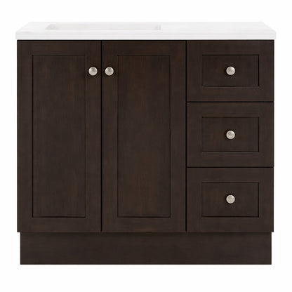 Glacier Bay Bannister 37 in Single Sink Dusk Bath Vanity with White Cultured Marble Top Assembled