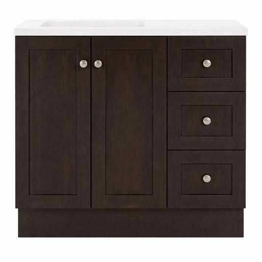 Glacier Bay Bannister 37 in Single Sink Dusk Bath Vanity with White Cultured Marble Top Assembled