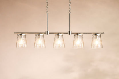 KICHLER Coralise 5 Light Linear Chandelier with Clear Water Glass in Brushed Nickel