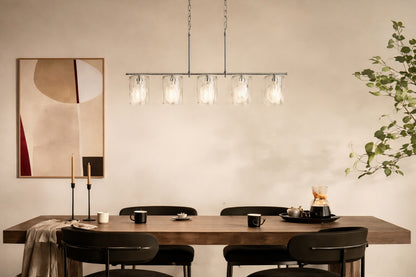 KICHLER Coralise 5 Light Linear Chandelier with Clear Water Glass in Brushed Nickel