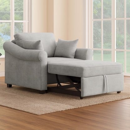 Harper & Bright Designs 3-in-1 Gray Chenille Arm Chair, Sofa Bed Chair, Convertible Sleeper Chair